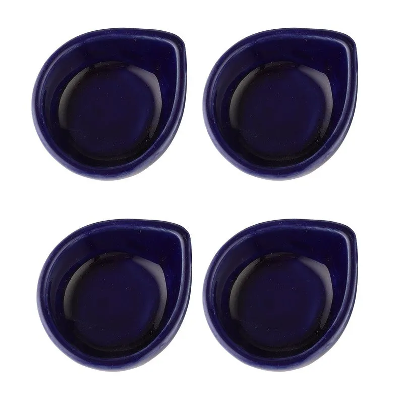 Earthen Festive Diya Set (Blue) - Set Of Four media 5