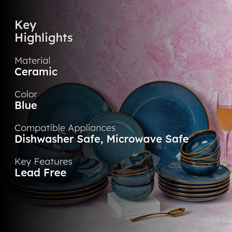 Tarangini Handmade Dinner Set (Blue) - 20 Piece Set - 2