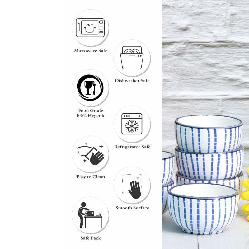 Azure Stripe Bowl - Set Of Six media 5
