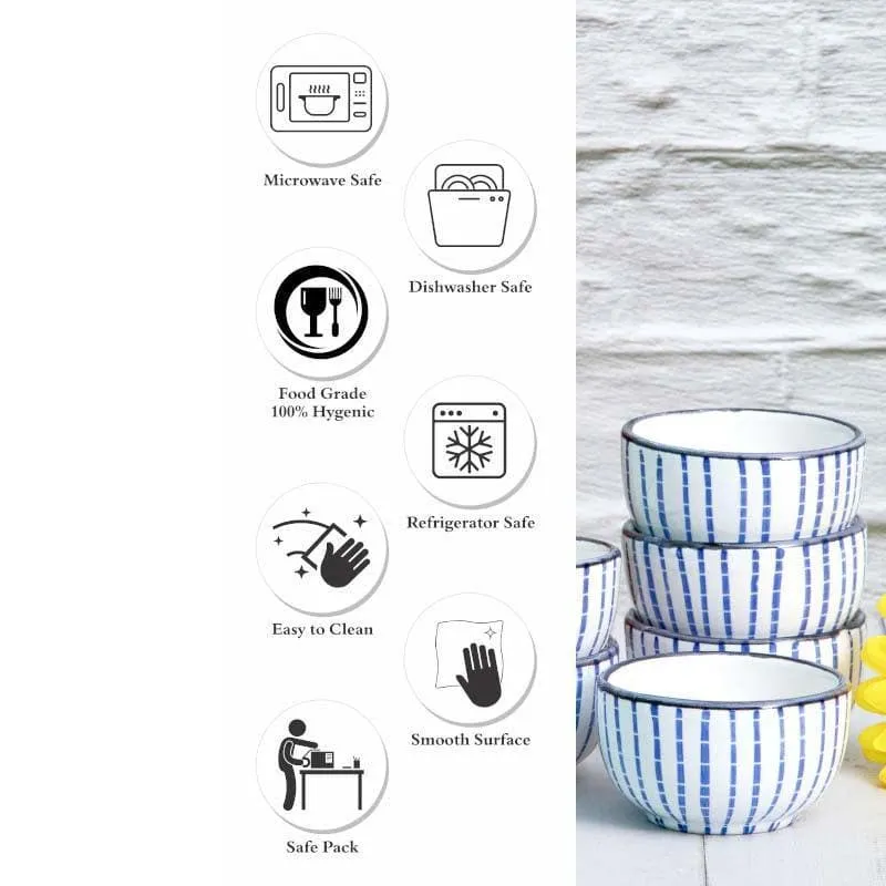 Azure Stripe Bowl - Set Of Six media 5
