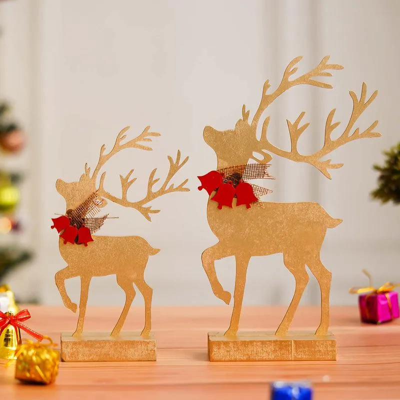 Dancer & Prancer Wood Christmas Showpiece - Set Of Two media 4