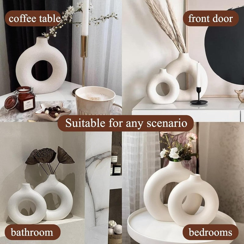 Modern Double Loop Ceramic Vase - Set Of Three media 4