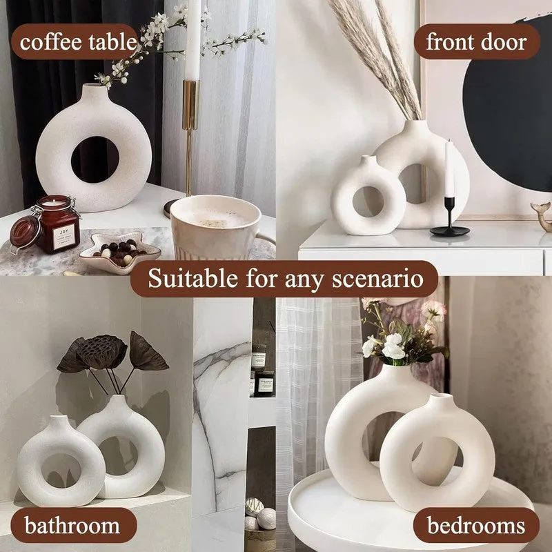 Modern Double Loop Ceramic Vase - Set Of Three media 4