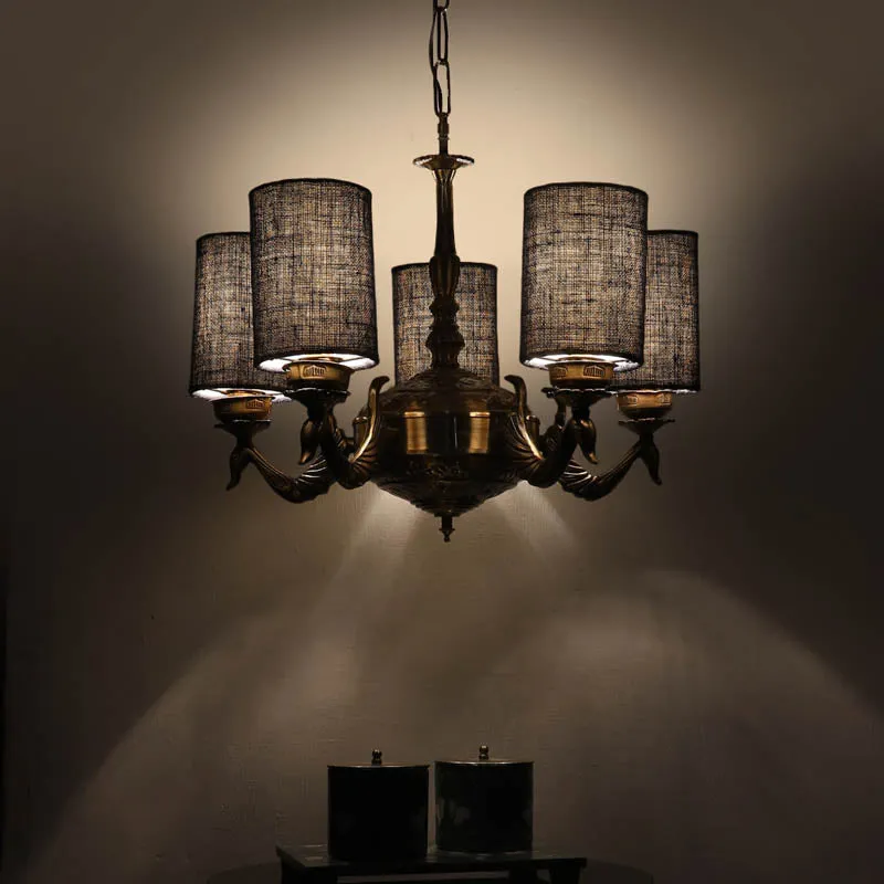 Amour Cylindrical Golden Antique Ceiling Lamp media 1