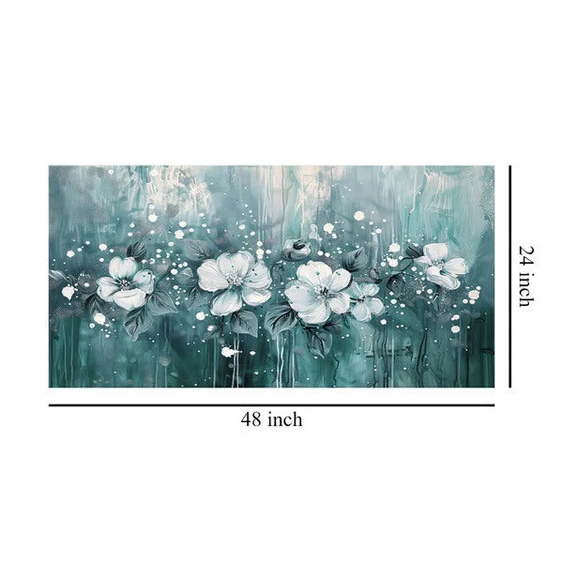 Teal and White Botanical Wall Painting media 8