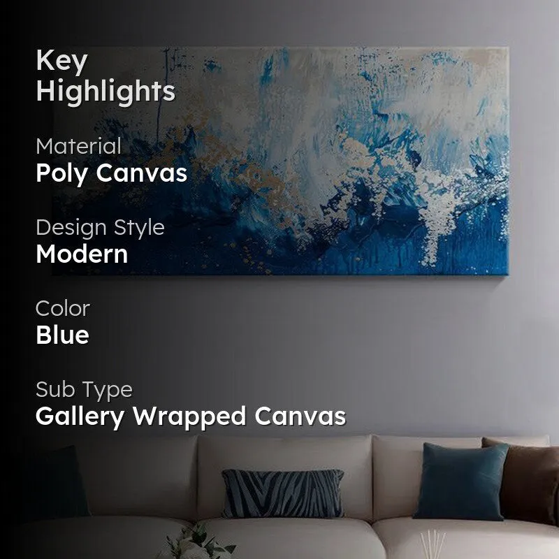 Swirling Blue And Gold Waves Poly Canvas Wall Painting media 2