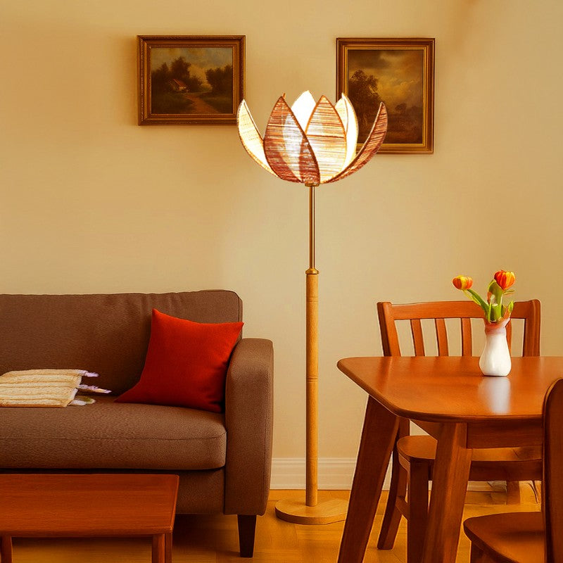 Dream Arc Wooden Floor Lamp - Beige