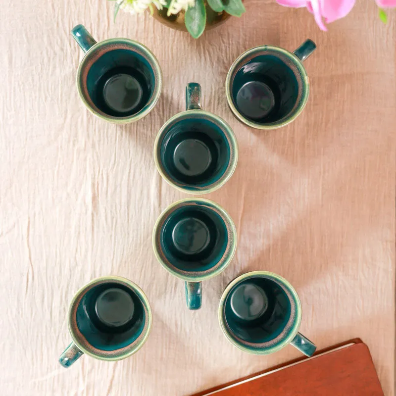 Ceramuse Ceramic Coffee Mug (300 mL Each/Teal Green) - Set of Six media 4