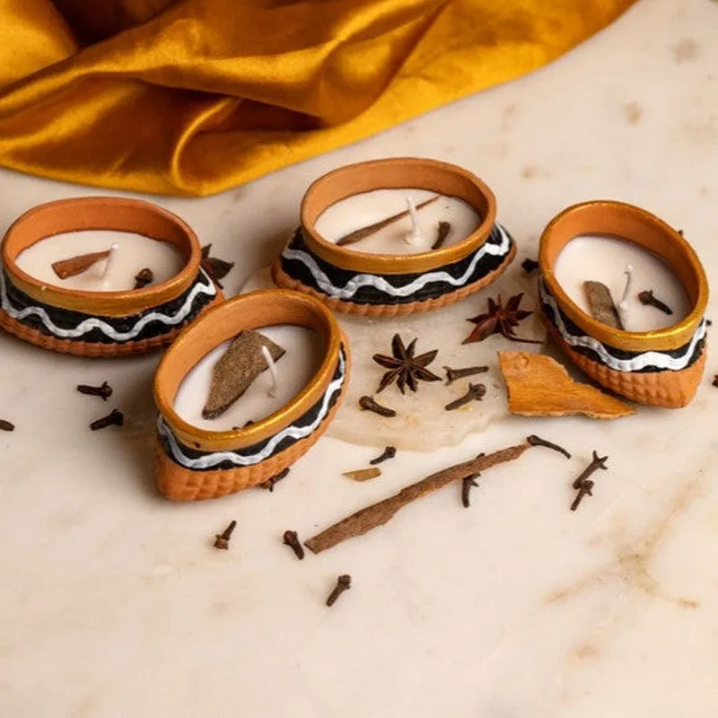 Row Boat Handpainted Cinnamon Scented Candle - Set Of Four media 4