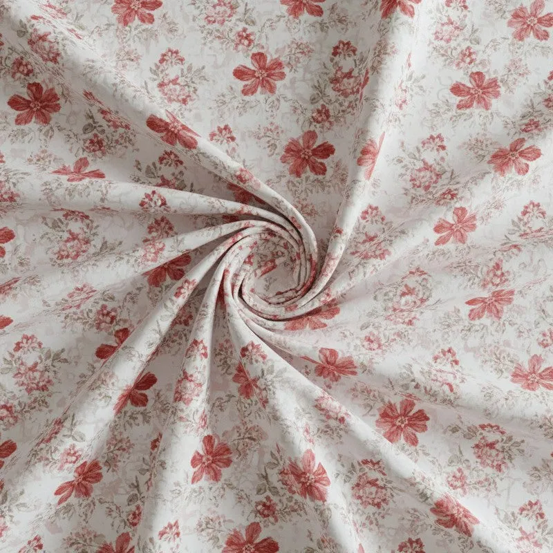 Jumina Floral Printed Cotton Bedsheet (Red) - 180 TC media 5