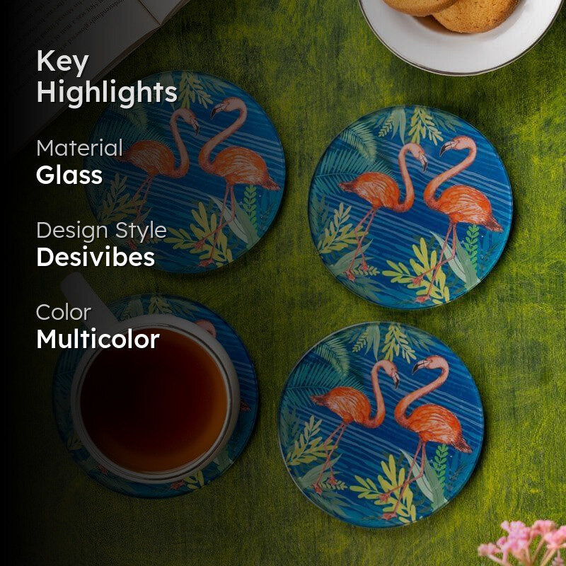 Flamingo Flame Round Coaster - Set Of Four media 2