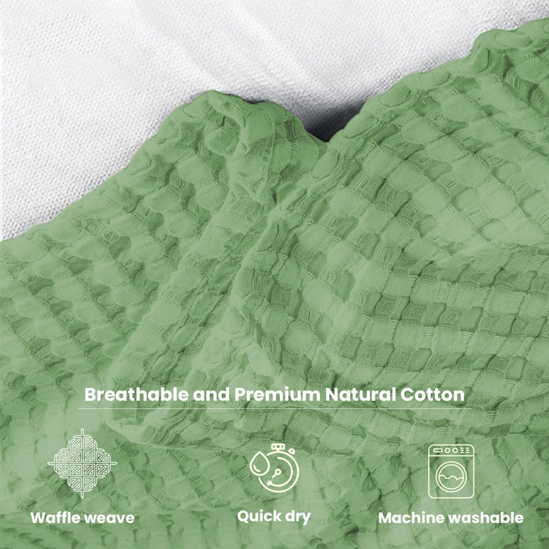 Urban Space Waffle Cotton Blanket (Sage Green) - 250 GSM media 5