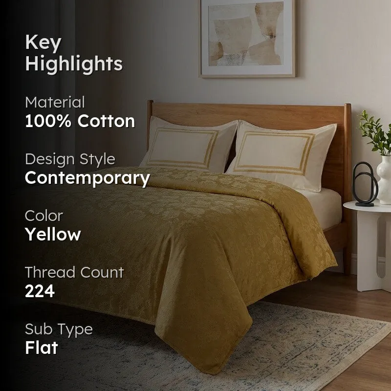 Floral Aura Cotton Bedsheet (Yellow) - 224 TC media 2
