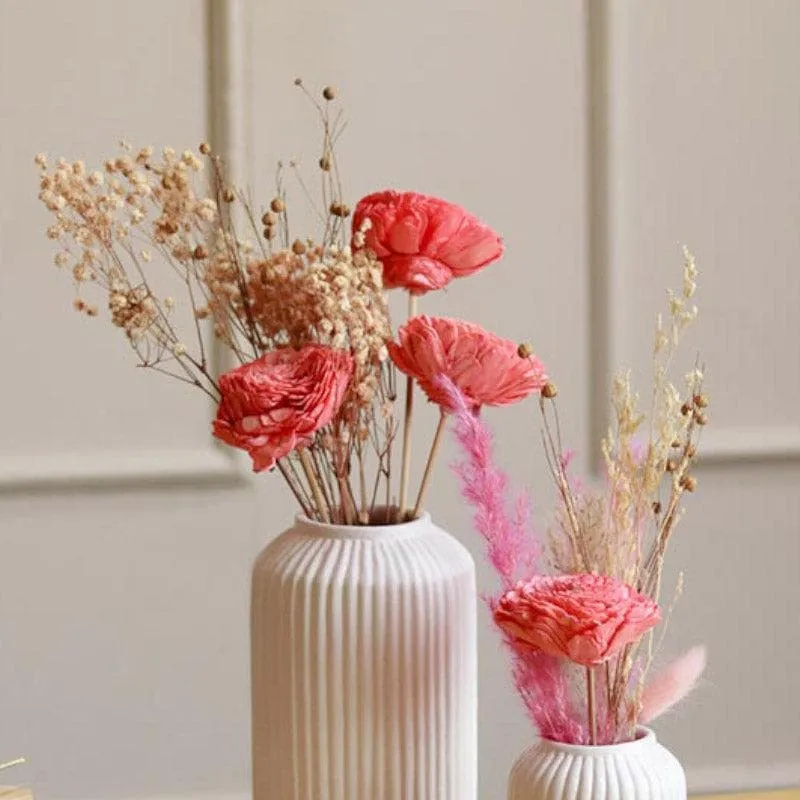 Ganola Vase With Naturally Dried Flower Bunch - Set of Two media 4
