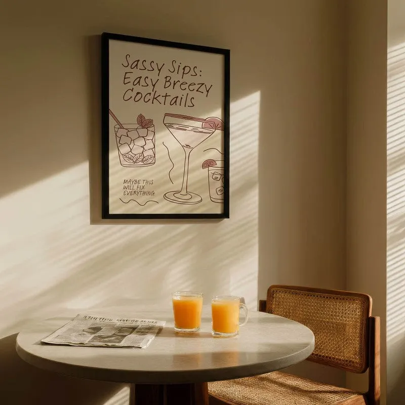Sassy Sips Archival Canvas Wall Art - Black media 5