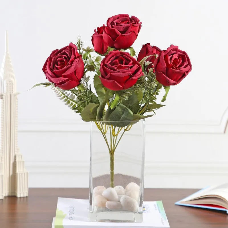 Petaluxe Rose Fabric Artificial Flower - Red media 5