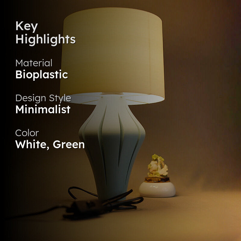 Sustain Ray 3D Printed Table Lamp - White,Green media 2