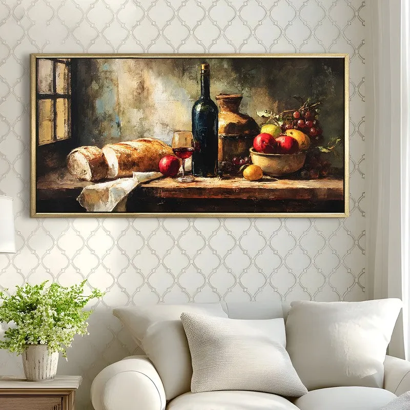 Rustic Platter Canvas Wall Painting With Frame media 4