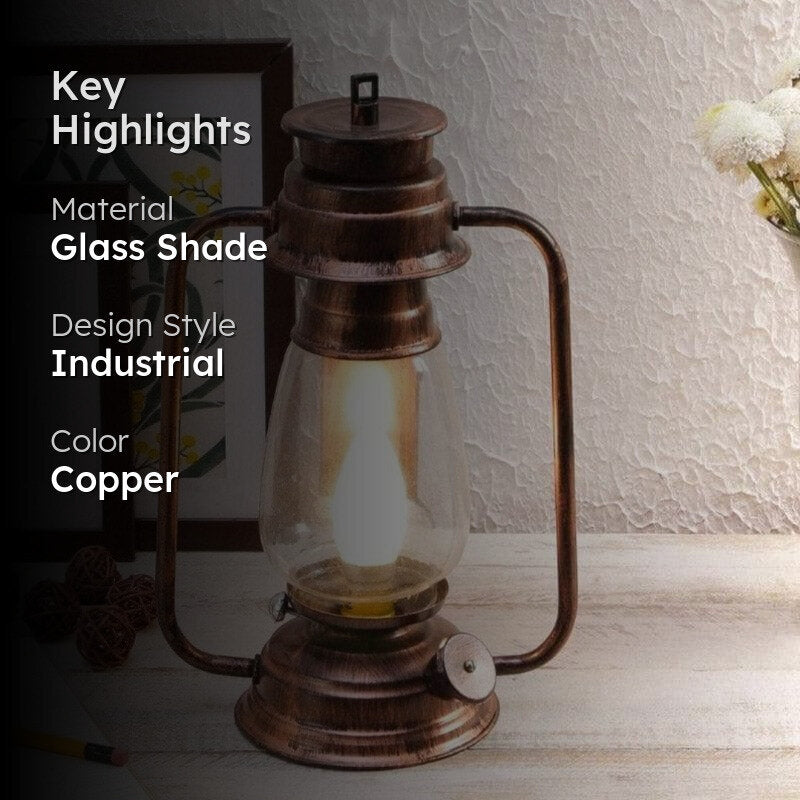 Faris Lantern Glass Table Lamp - Copper media 2