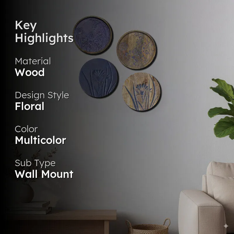 Floral Symphony Wooden Wall Plates - Set Of Four media 2