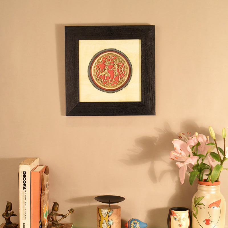 Ethnic Brass Handicraft Wooden Wall Accent
