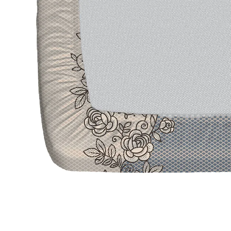 Earthen Flowers Fitted Microfiber Bedsheet (Grey) - 150 GSM media 6