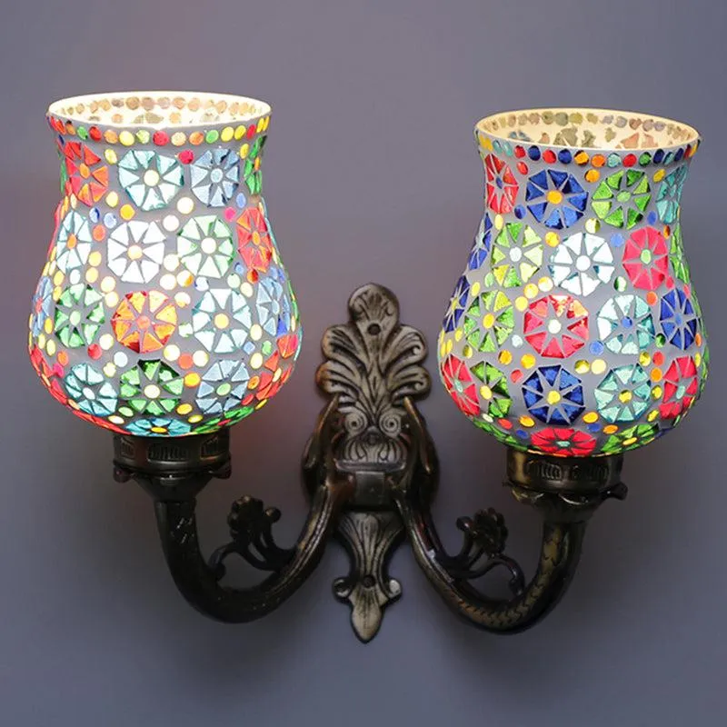 Zava Twinner Mosaic Glass & Metal Wall Lamp media 1