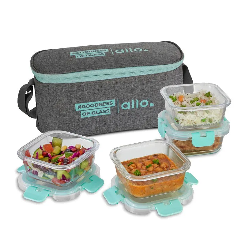 Tifrex Leak Proof Glass Lunch Box (310 mL Each) - Set Of Four media 4