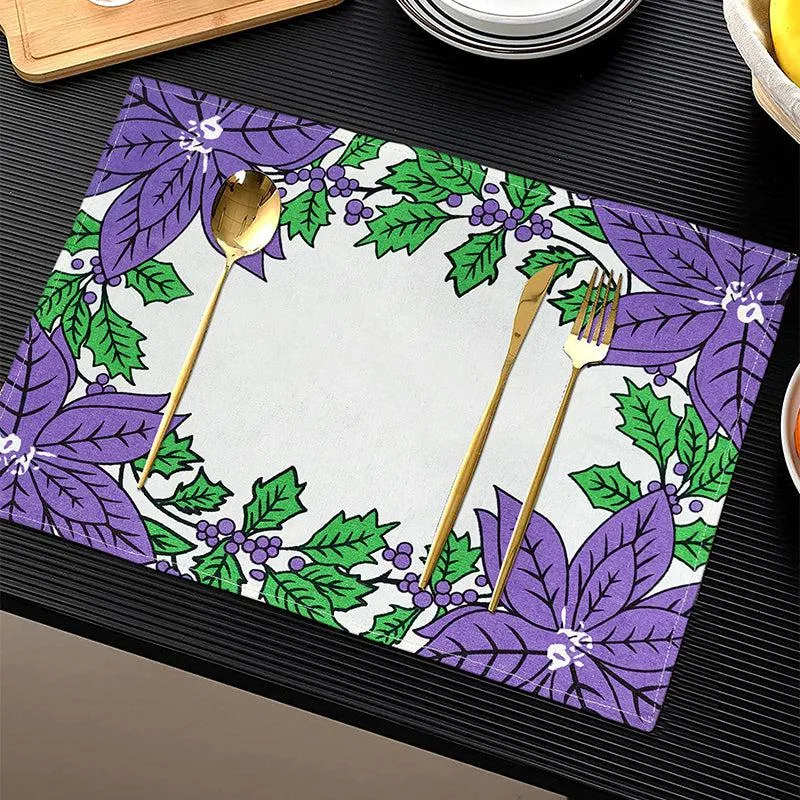 Acora Floral Placemat (Purple) - Set of Four media 1