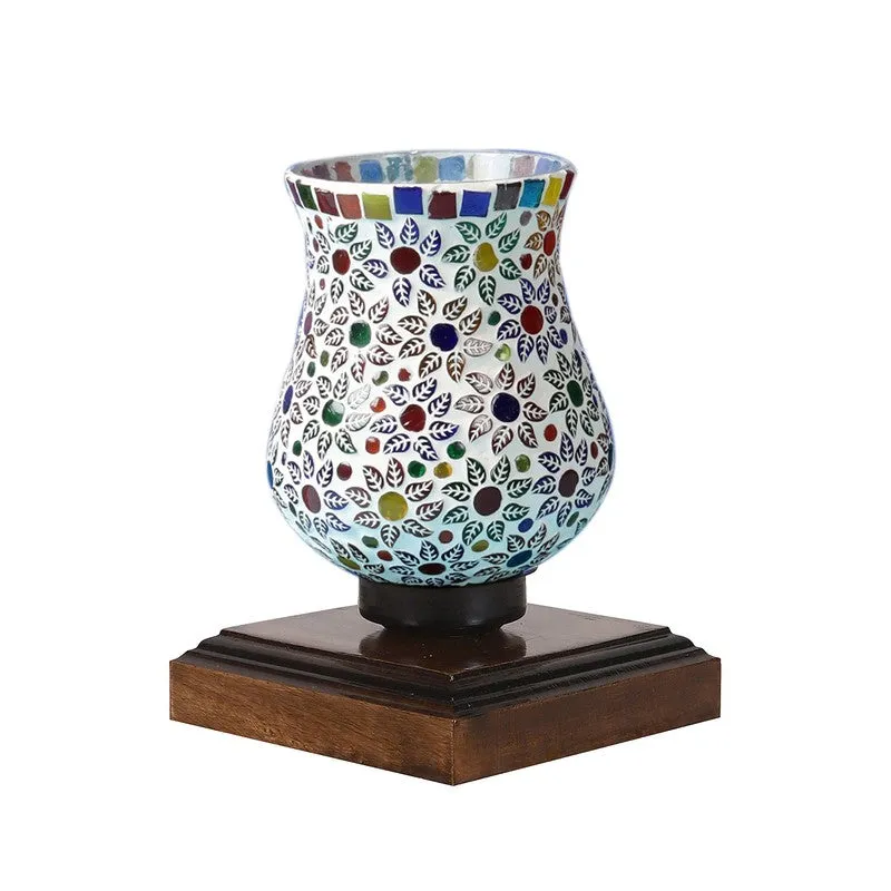 Chromiq Mosaic Glass Table Lamp With Wooden Base - Multicolor media 5