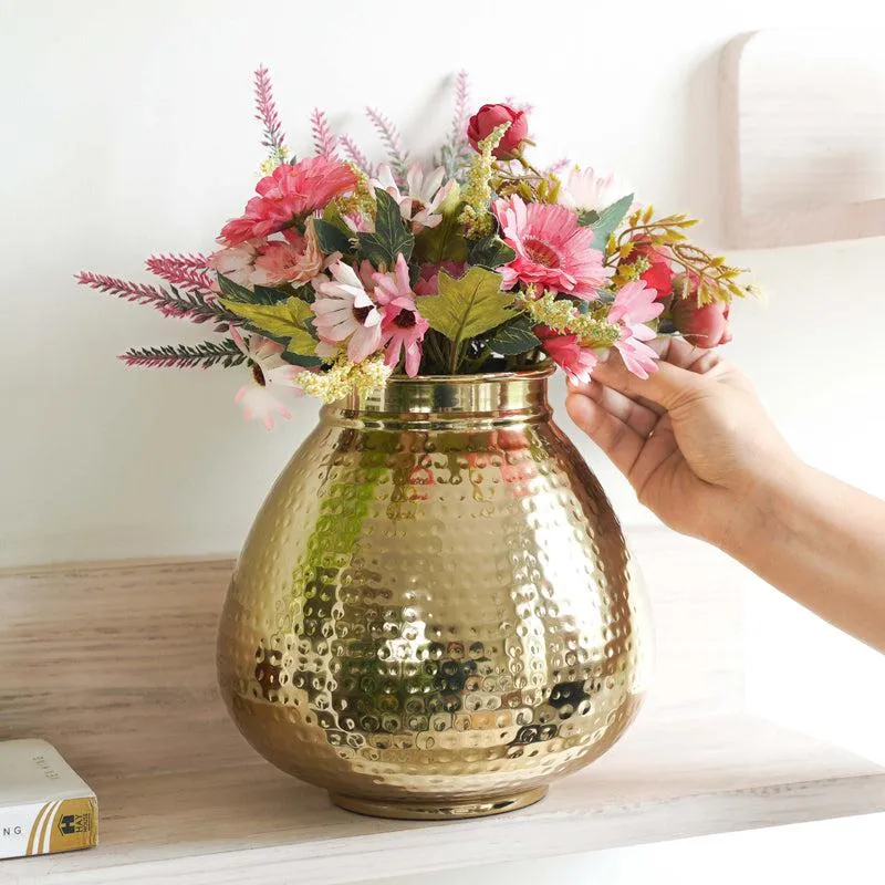 Lyrica Metal Hammered Vase media 1