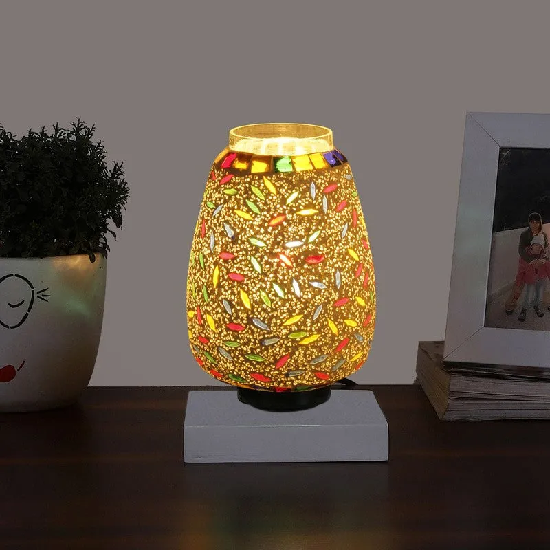 Sparkora Glass Table Lamp With Wooden Base - Multicolor media 3