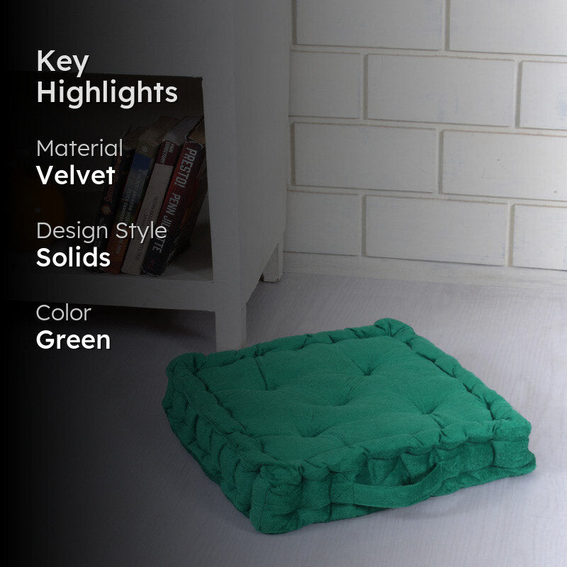 Roe Velvet Floor Cushion - Green media 2