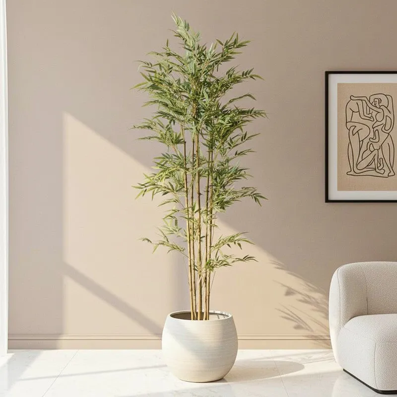 Arovi Artificial Natural Look Bamboo Plant With Black Plastic Pot- 5.9 ft media 1
