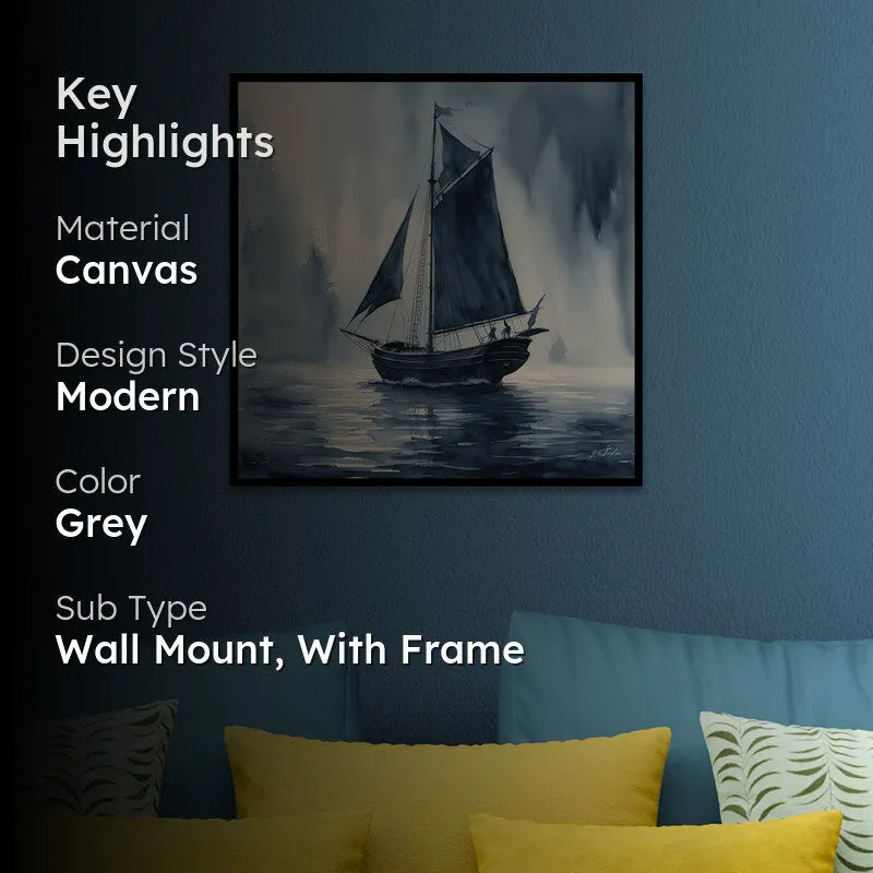 Monochrome Sails Canvas Wall Art With Frame media 2