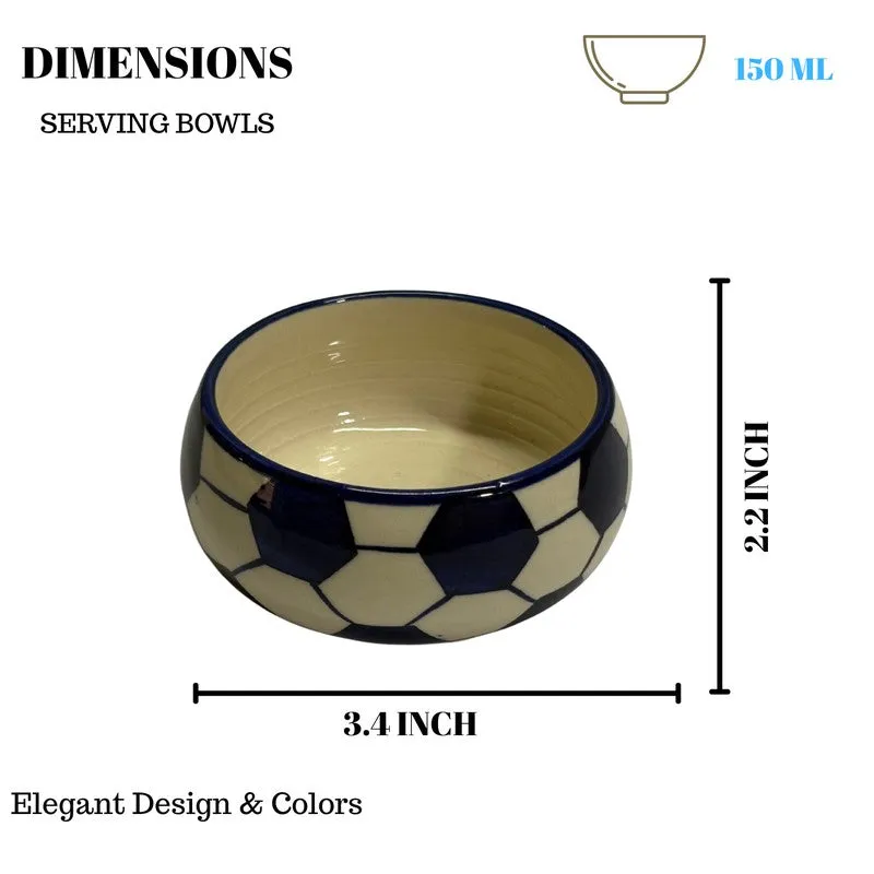 Hexagon Handcrafted Ceramic Dip Bowls (Blue & White,150 mL) - Set Of Six media 7