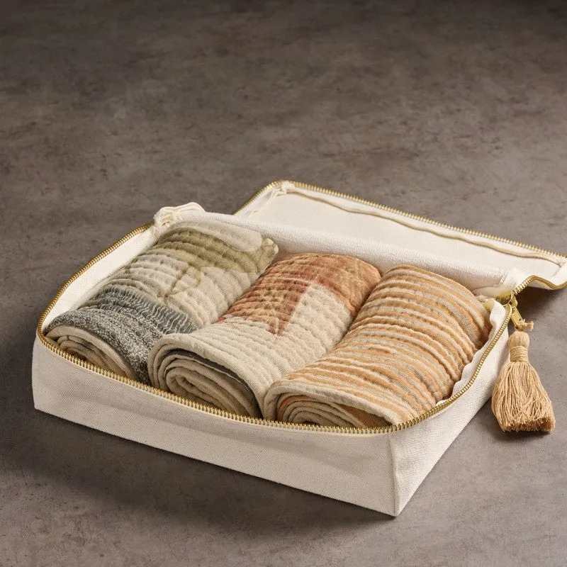 Rang Mahal Cotton Hand Towels with Canvas Box - Set Of Three media 3