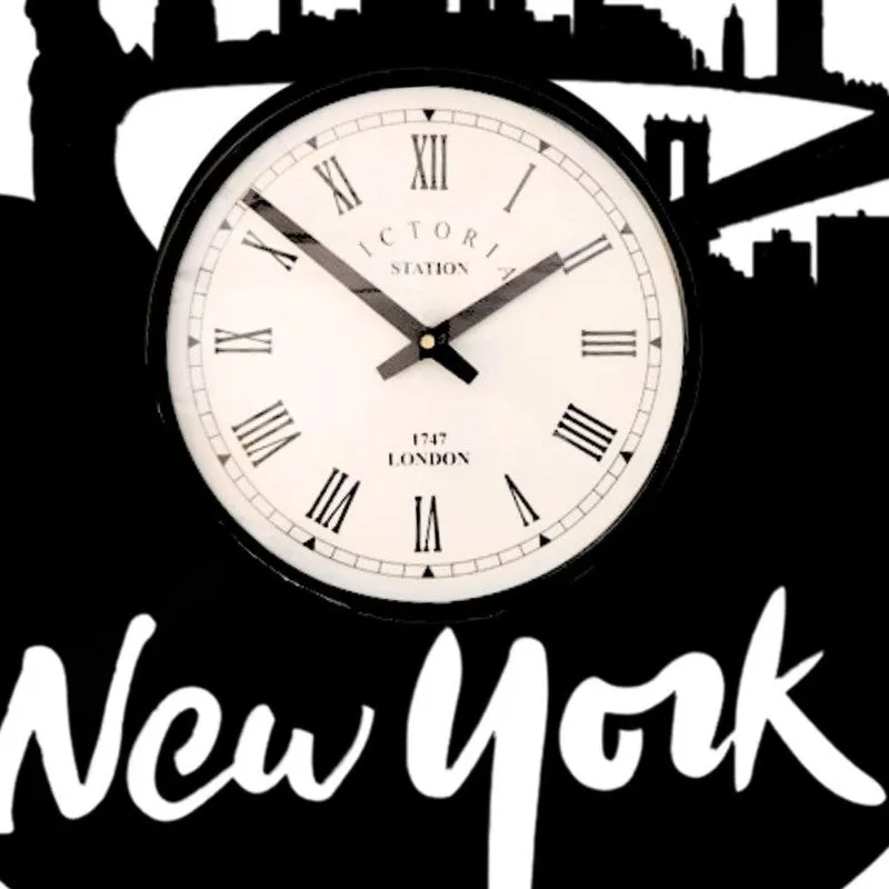 Newyork City Steel Analog Wall Clock - Black media 5
