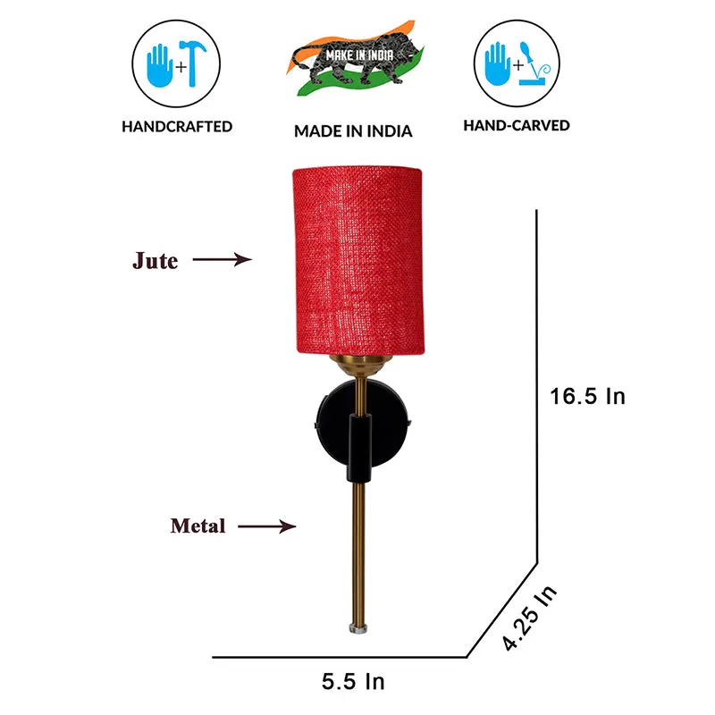 Beryll Cylindrical Jute Wall Lamp - Maroon media 6