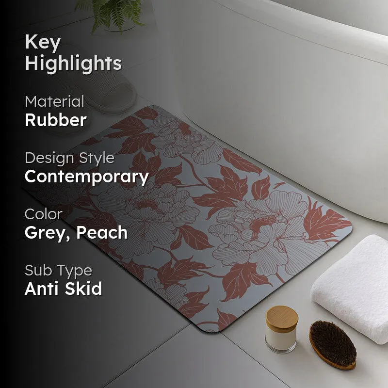 Serenia Rubber Bath Mat - Grey, Peach media 2