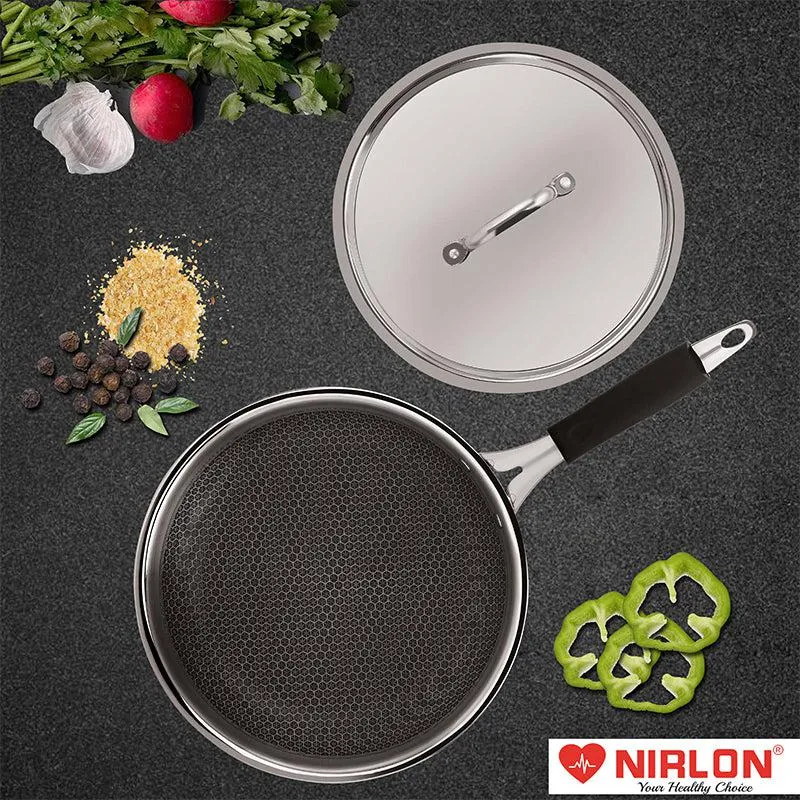Nirlon Hammered Frying Pan With Lid - 9 Inches media 3