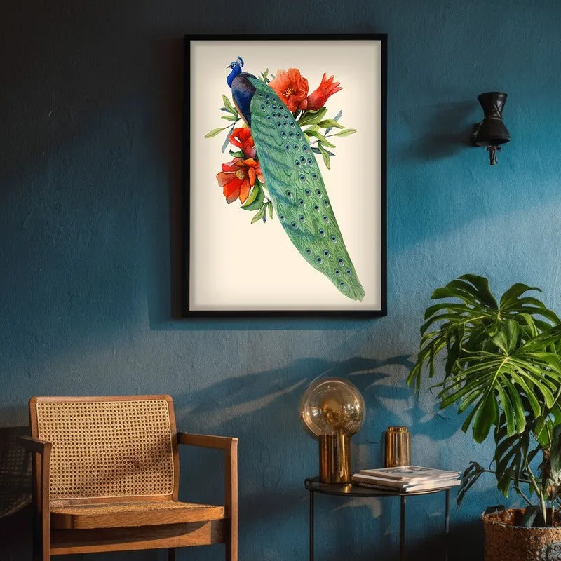 Flowers & Peacock Archival Paper Wall Art With Frame media 5