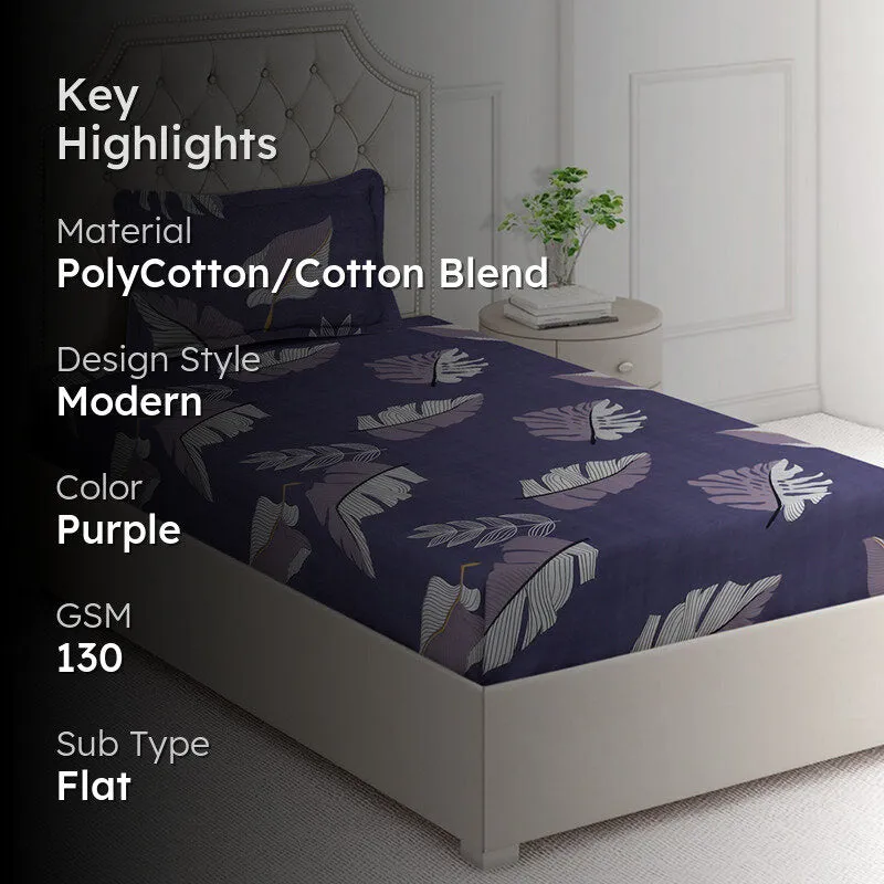 Tropi Tropi Floral Bedsheet (Purple) - 130 GSM media 2