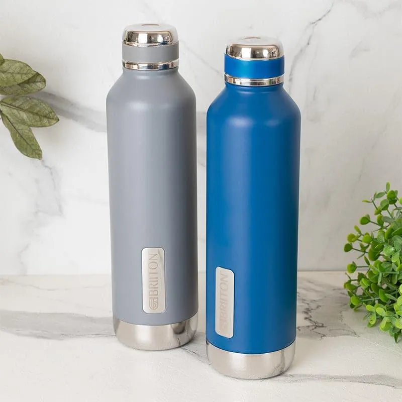 Bristo Sip Hot & Cold Thermos Water Bottle (Grey & Blue, 750 mL Each) - Set Of Two media 1