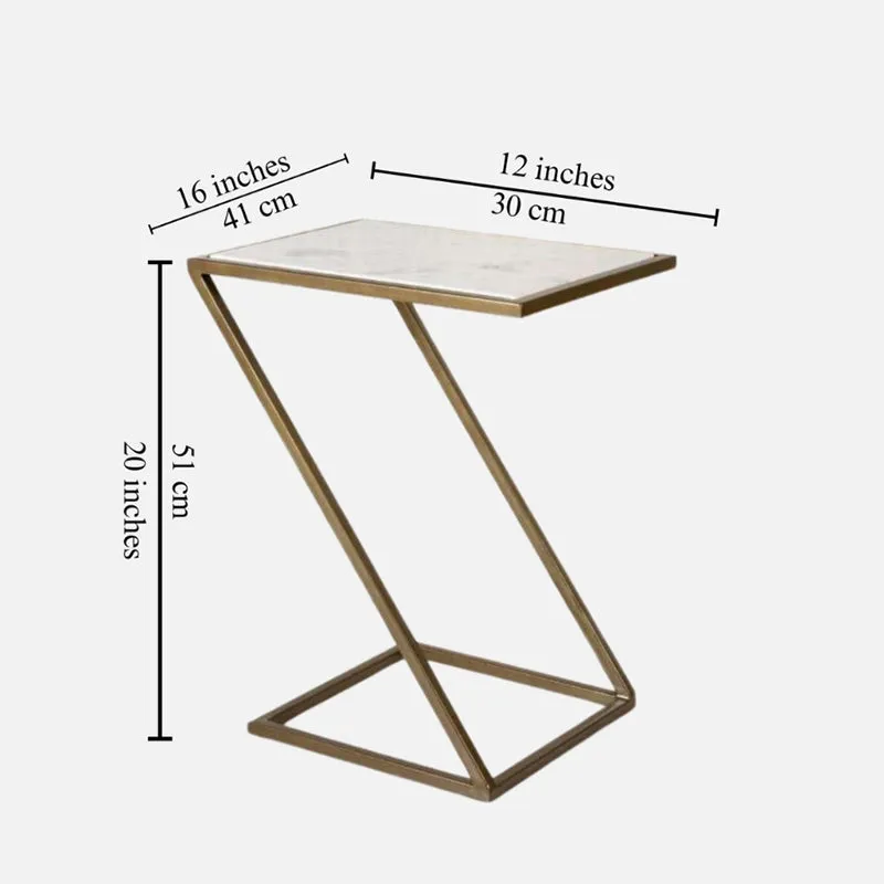 Bastion Metal SideTable with Marble Top media 5