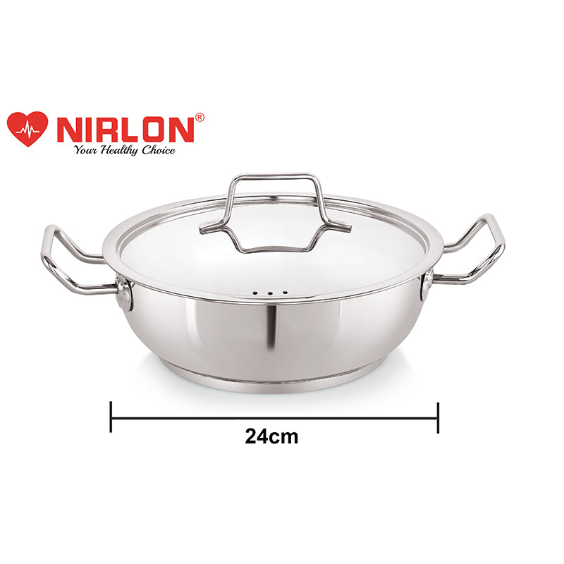 Nirlon Kadhai With Lid - 3000 mL/9 Inches media 5