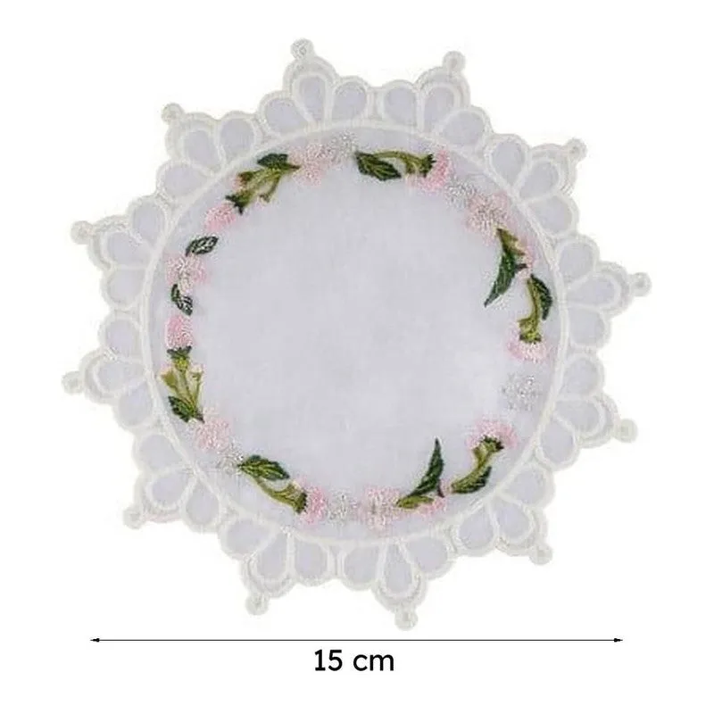 Embroidered Cherry Blossom Doily - Set Of Two media 6