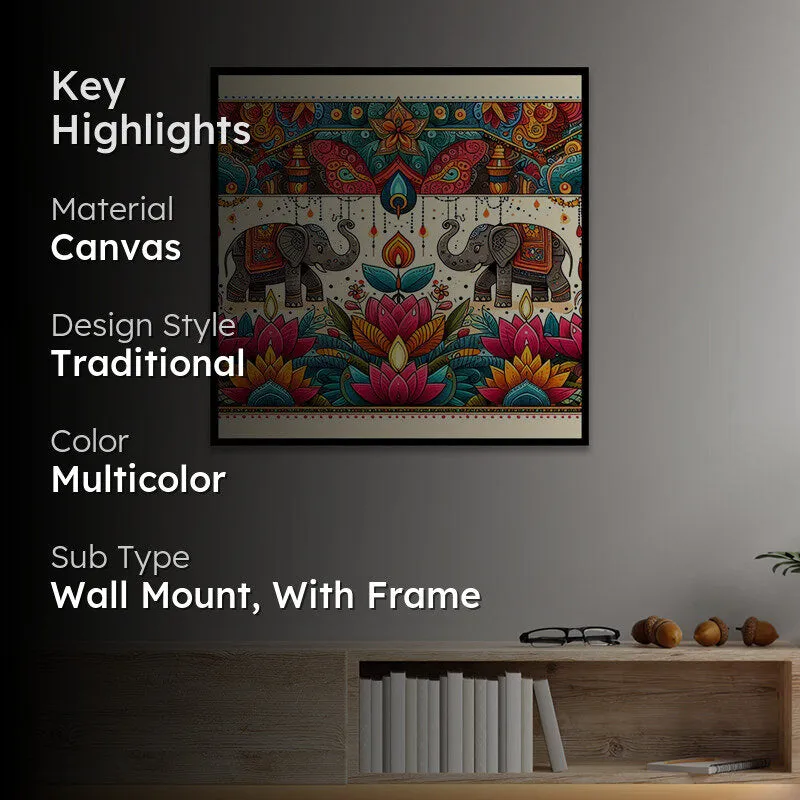 Haathi Duality Canvas Wall Art With Frame media 2