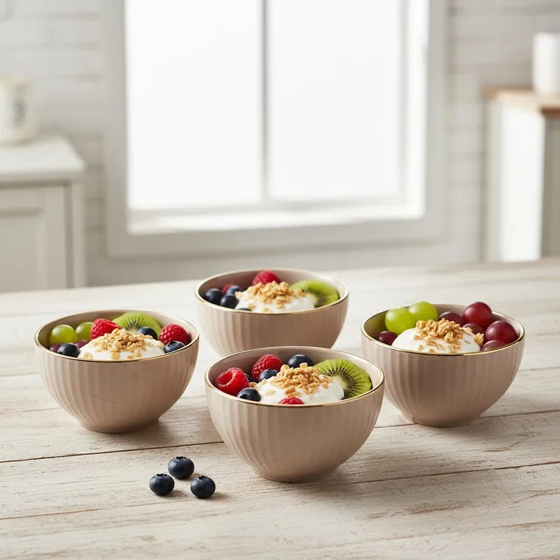 Ornella Soup Bowls (Peach,350 mL Each) - Set Of Four media 1