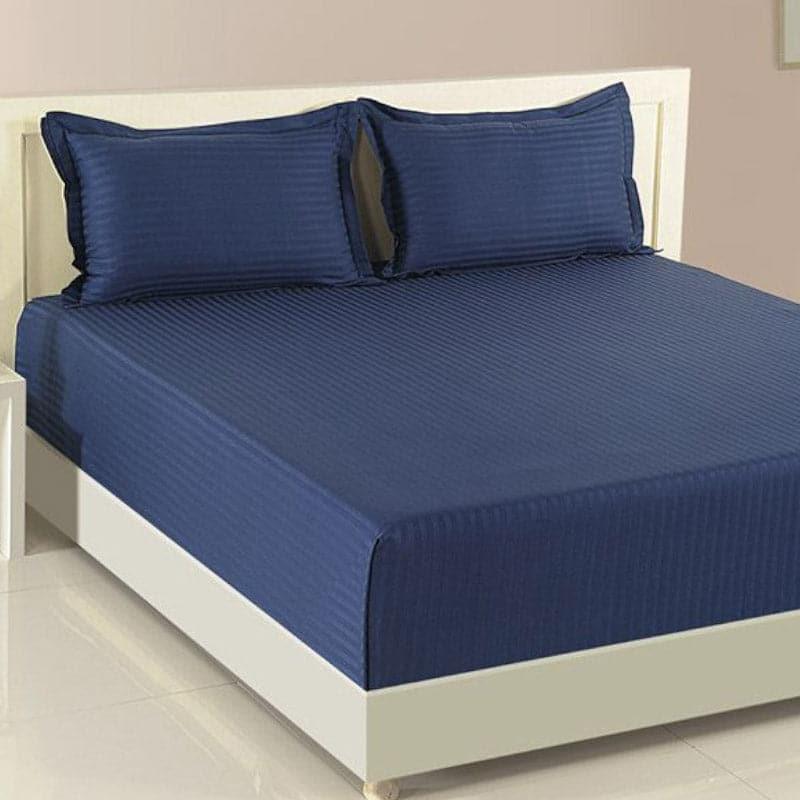 Swayam Aamodh Solid Cotton Bedsheet (Blue) - 400 TC media 3